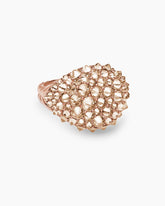 Reverse Set Pavé Pinky Ring in 18K Rose Gold with Cognac Diamonds, 14mm